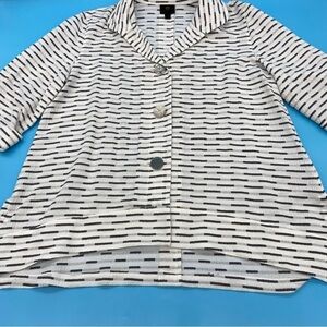 JM Collection Black and White Striped Button-Up Blazer Size L